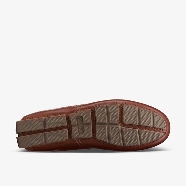 Mens Markman Plain Dark Tan Leather Driving Moc Loafer - Image 3