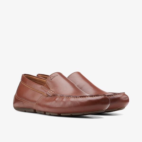 Mens Markman Plain Dark Tan Leather Driving Moc Loafer - Image 4