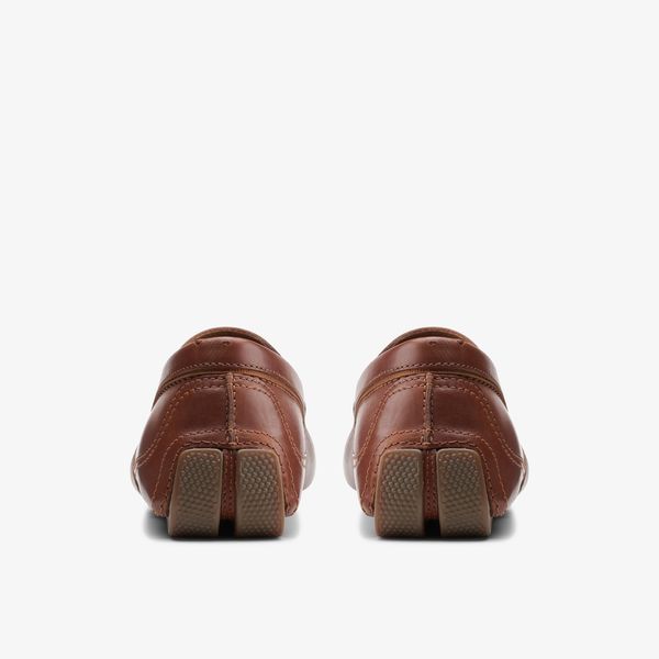 Mens Markman Plain Dark Tan Leather Driving Moc Loafer - Image 5