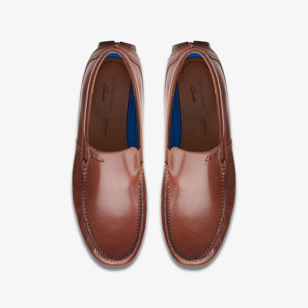 Mens Markman Plain Dark Tan Leather Driving Moc Loafer - Image 6