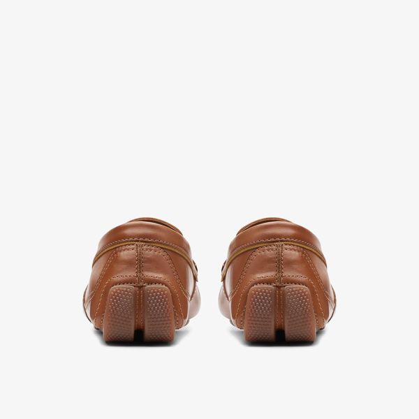 Mens Markman Plain Tan Leather Driver Loafers - Image 5