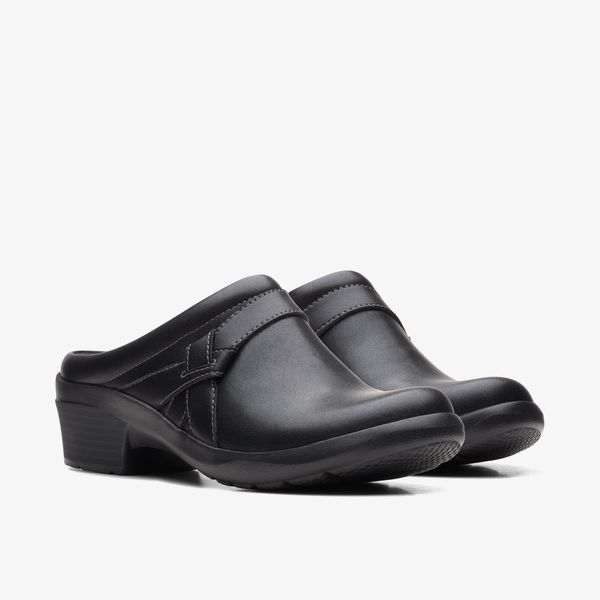Women's Angie Mist Black Leather Mules - Image 4