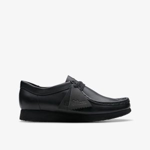 Kids Wallabee™ Older Black Leather Shoes
