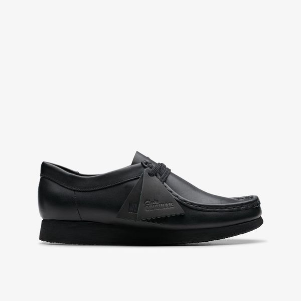 Kids Wallabee™ Older Black Leather Shoes