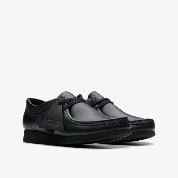Kids Wallabee™ Older Black Leather Shoes - Image 4