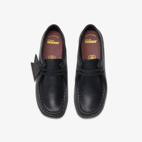 Kids Wallabee™ Older Black Leather Shoes - Image 6