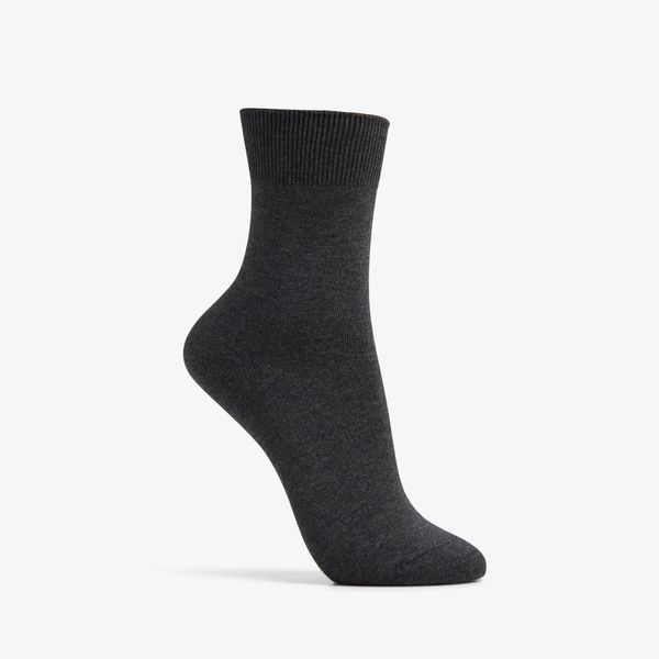 Womens Solid Dress Crew Charcoal Socks