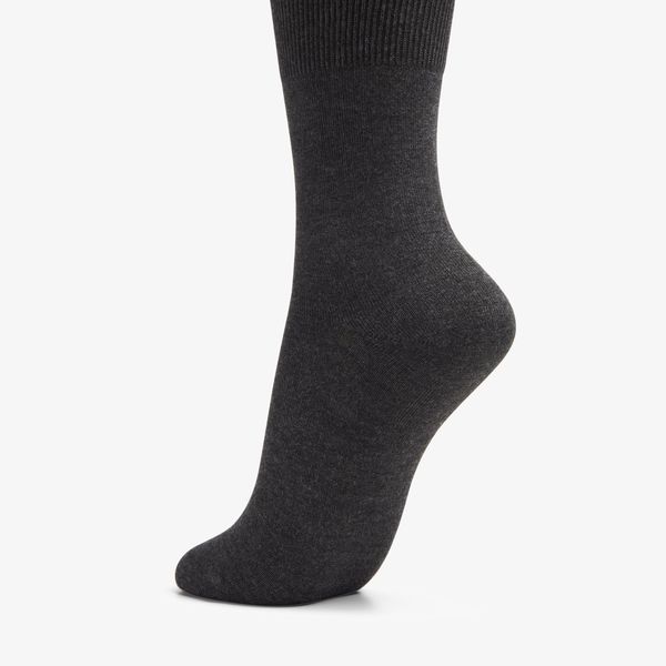 Womens Solid Dress Crew Charcoal Socks - Image 2