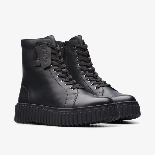 WOMENS Torhill Rise Black Leather Ankle Boots - Image 4