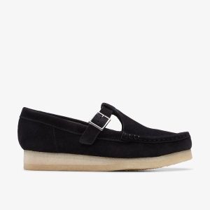 Womens Wallabee T-Bar Black Suede
