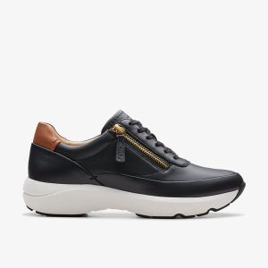 Women's Tivoli Zip Black Leather Sneakers