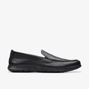 Men's Flexway Step Black Leather Loafers