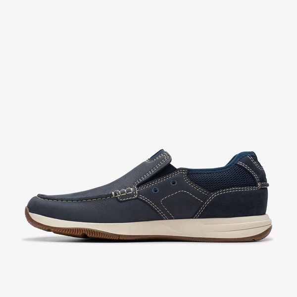 Mens Sailview Step Navy Nubuck Slip-On Boat Shoes - Image 2