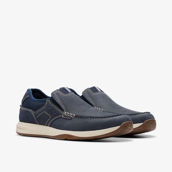 Mens Sailview Step Navy Nubuck Slip-On Boat Shoes - Image 5