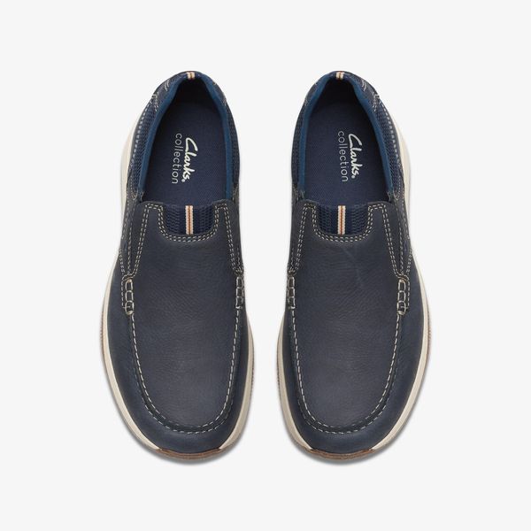 Mens Sailview Step Navy Nubuck Slip-On Boat Shoes - Image 7