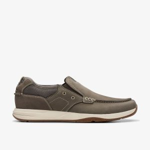 Mens Sailview Step Taupe Nubuck Slip-On Boat Shoes
