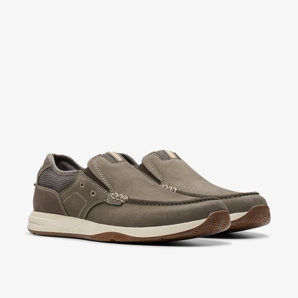 Mens Sailview Step Taupe Nubuck Slip-On Boat Shoes - Image 4