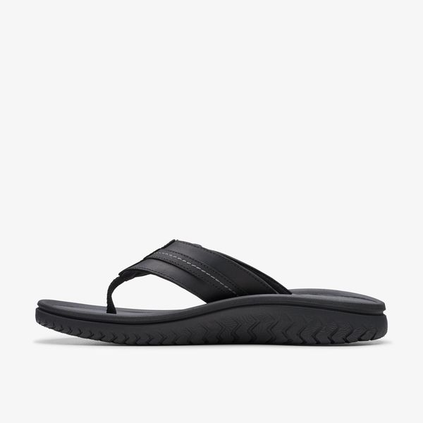 Mens Wesley Sun Black Leather Flip Flop - Image 2