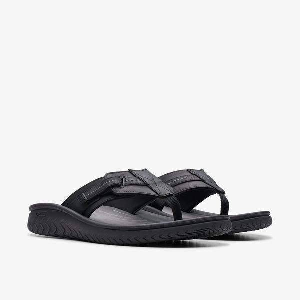 Mens Wesley Sun Black Leather Flip Flop - Image 4