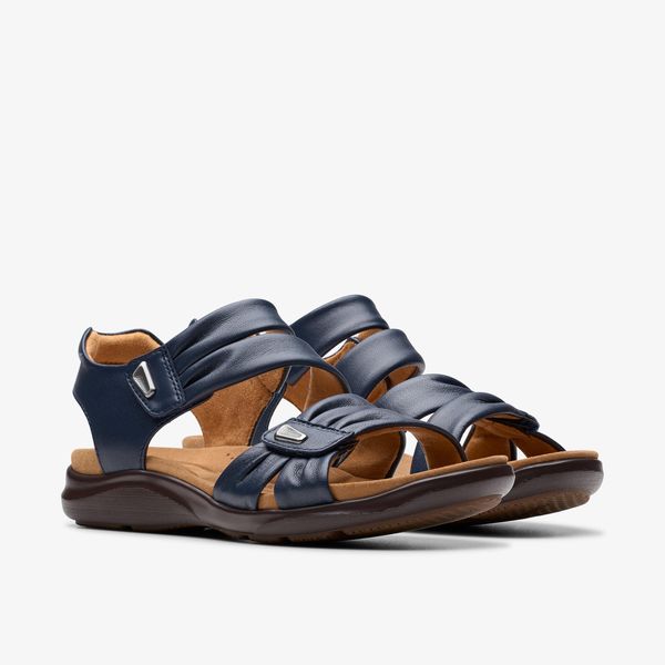 Women's Kitly Ave Navy Leather Flat Sandals - Image 4