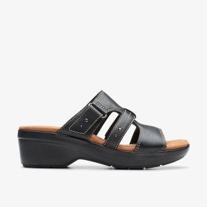 Women's Tuleah Jane Black Leather Heeled Sandals