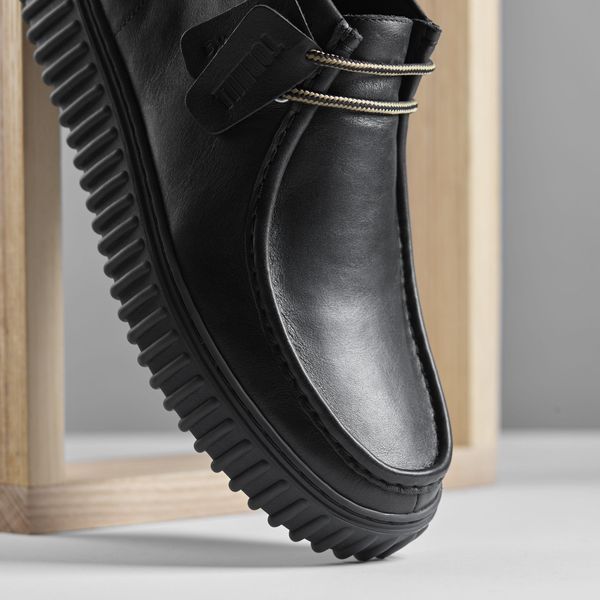 Mens Torhill Hi Black Leather Ankle Boots - Image 3