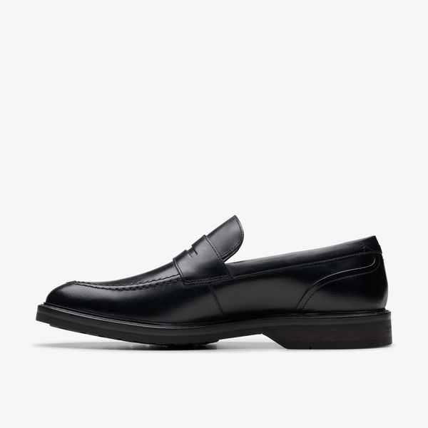 Mens Aldwin Step Black Leather Loafer Shoes - Image 2