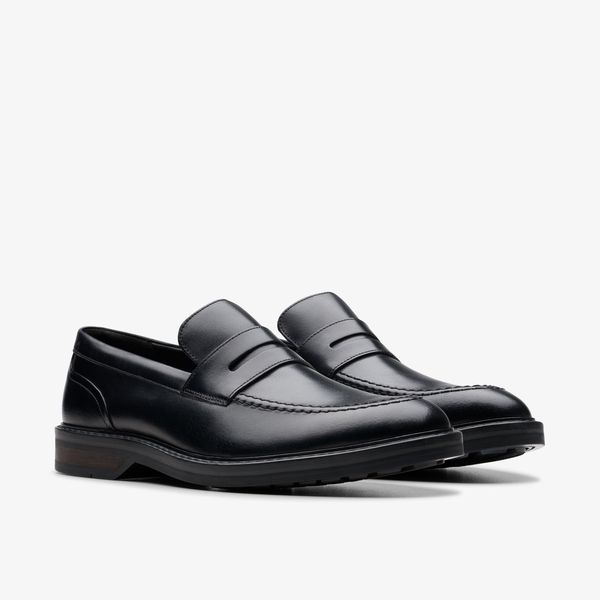 Mens Aldwin Step Black Leather Loafer Shoes - Image 4