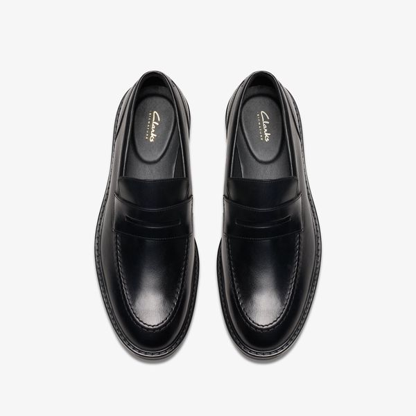 Mens Aldwin Step Black Leather Loafer Shoes - Image 6