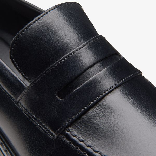 Mens Aldwin Step Black Leather Loafer Shoes - Image 7