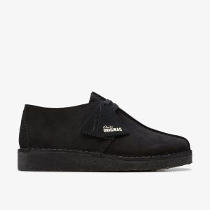 Mens Desert Trek Black Suede Shoes