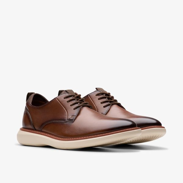 Men's Brantin Plain Dark Tan Leather Oxfords - Image 4