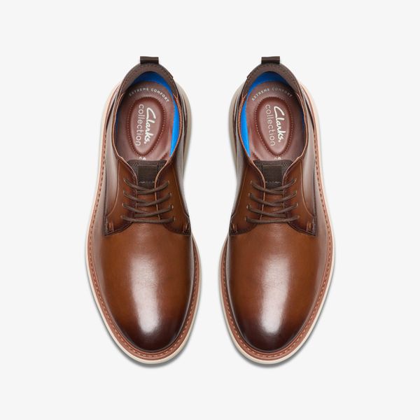 Men's Brantin Plain Dark Tan Leather Oxfords - Image 6