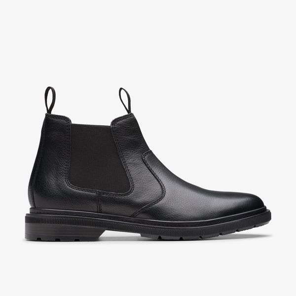 Mens Burchill Up Black Leather Chelsea Boots