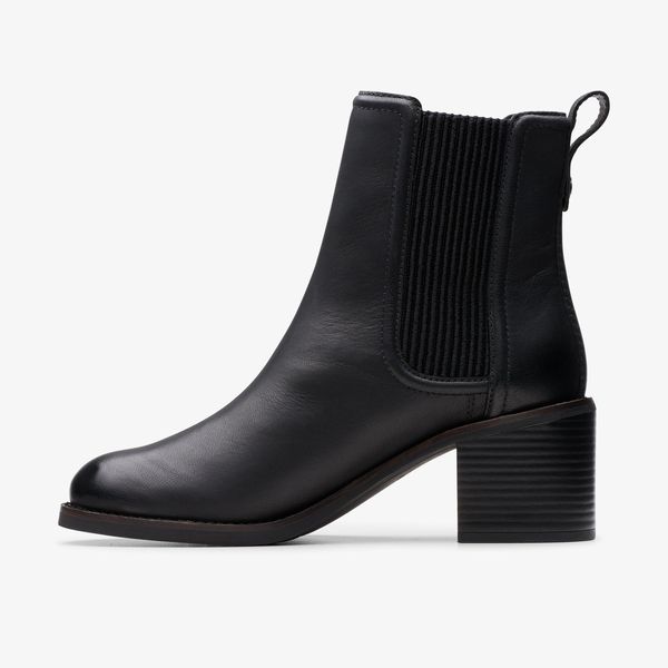 Womens Chamberly Top Black Leather Chelsea Boots - Image 2