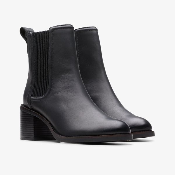 Womens Chamberly Top Black Leather Chelsea Boots - Image 4