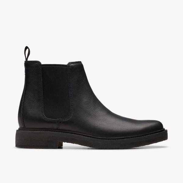 Mens Clarkdale Easy Black Leather Chelsea Boots