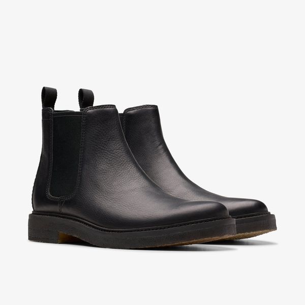 Mens Clarkdale Easy Black Leather Chelsea Boots - Image 4