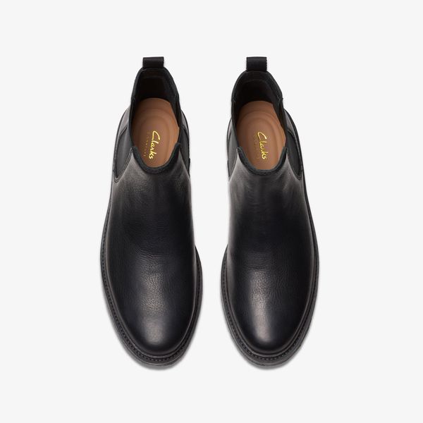 Mens Clarkdale Easy Black Leather Chelsea Boots - Image 6
