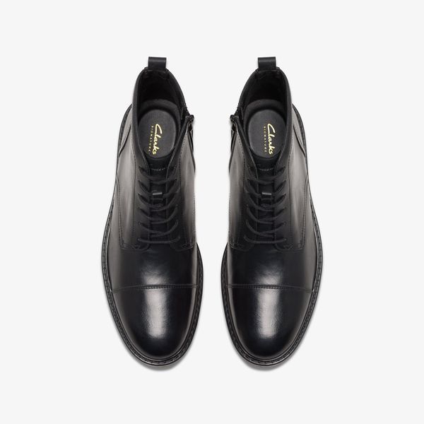 Mens Aldwin Cap Black Leather Oxford Boots - Image 6