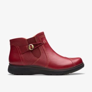 Womens Certina Joy Red Leather Ankle Boots
