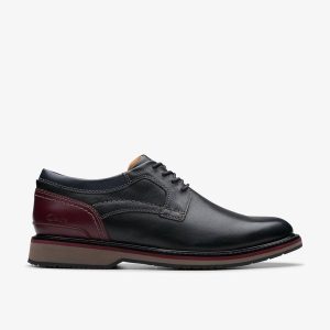 Men's Monahan Plain Black Leather Oxford Shoes| Clarks