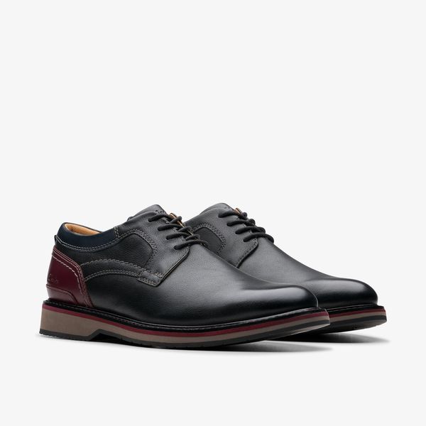 Men's Monahan Plain Black Leather Oxford Shoes| Clarks - Image 4