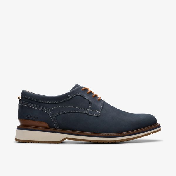 Men's Monahan Plain Navy Nubuck Oxford Shoes| Clarks