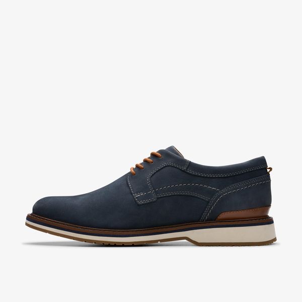 Men's Monahan Plain Navy Nubuck Oxford Shoes| Clarks - Image 2