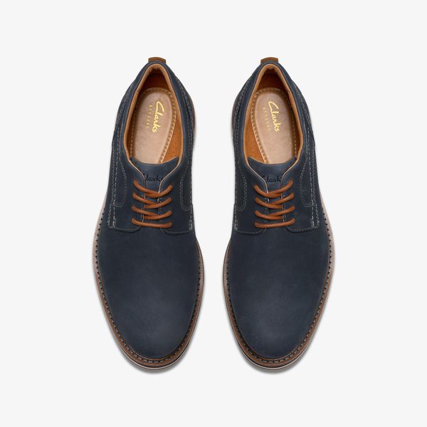 Men's Monahan Plain Navy Nubuck Oxford Shoes| Clarks - Image 6