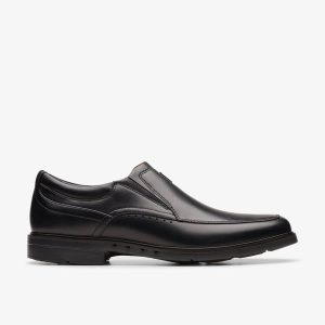 Mens Un Kendric Go Black Leather Loafer Shoes| Clarks