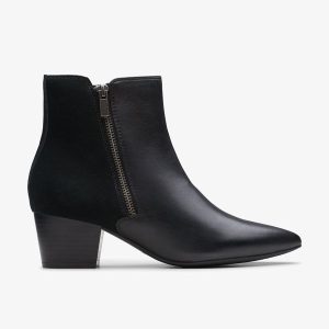 Womens Ellanie Vibe Black Leather Ankle Boots