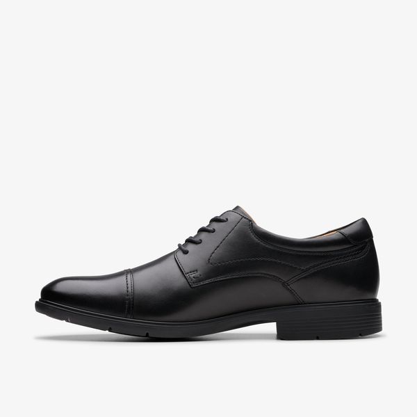 Men's Eldredge Cap Black Leather Oxford Shoes| Clarks - Image 2