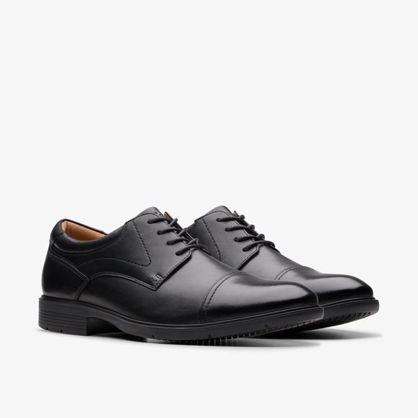 Men's Eldredge Cap Black Leather Oxford Shoes| Clarks - Image 4